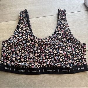 torrid Black Star & Floral Print Bralette with Pink and Blue Accents